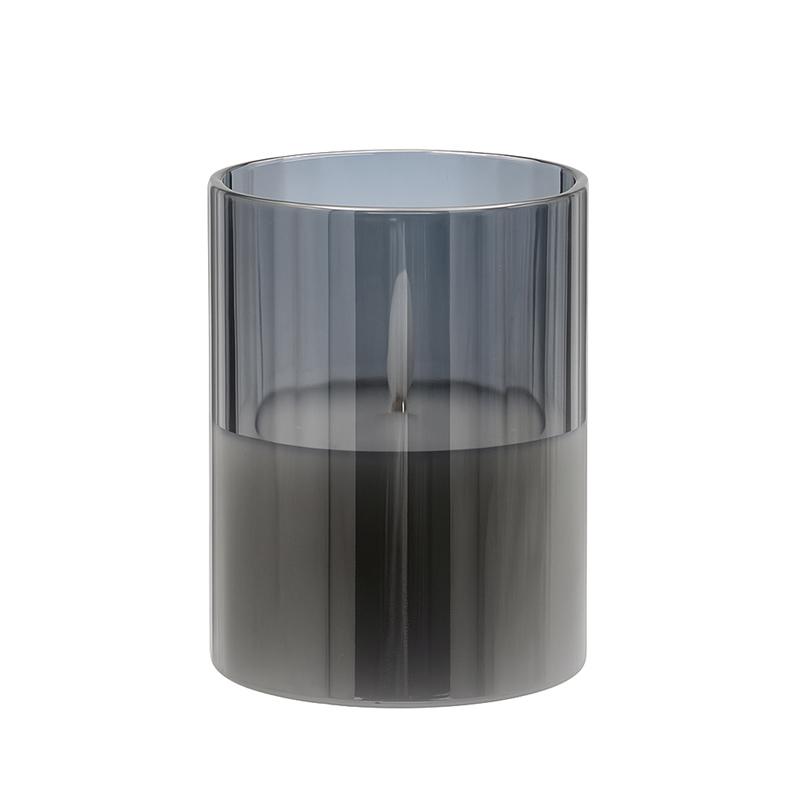 ΔΙΑΚΟΣΜΗΤΙΚΟ LED ΚΕΡΙ ΜΕ ΡΕΑΛΙΣΤΙΚΗ 3D ΦΛΟΓΑ FL7513 ΣΕ ΓΥΑΛΙ ΧΡΩΜΑ SMOKY 8x8x13εκ