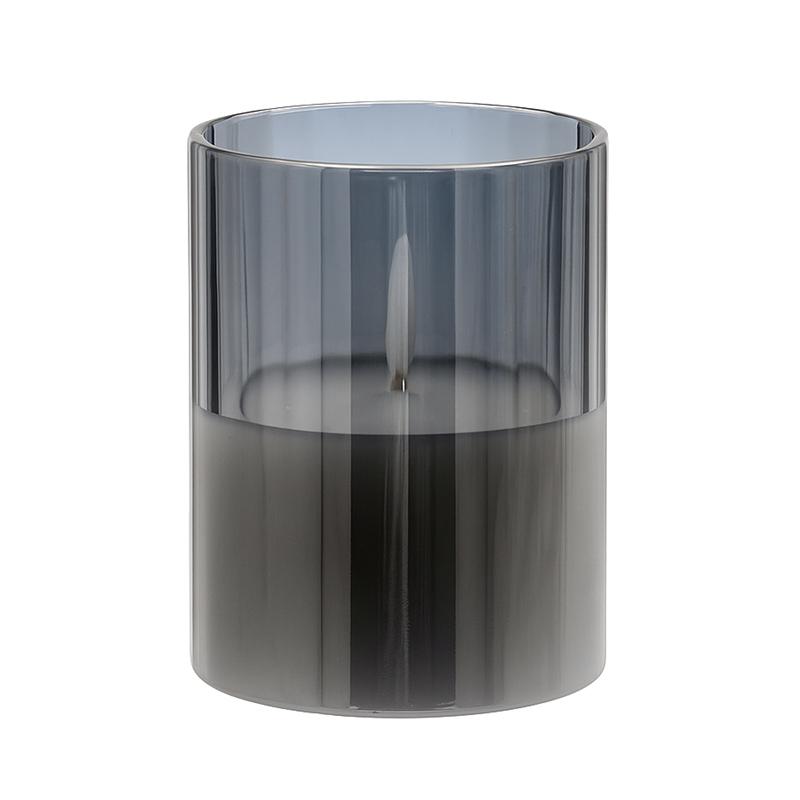 ΔΙΑΚΟΣΜΗΤΙΚΟ LED ΚΕΡΙ ΜΕ ΡΕΑΛΙΣΤΙΚΗ 3D ΦΛΟΓΑ FL7515 ΣΕ ΓΥΑΛΙ ΧΡΩΜΑ SMOKY 8x8x15εκ