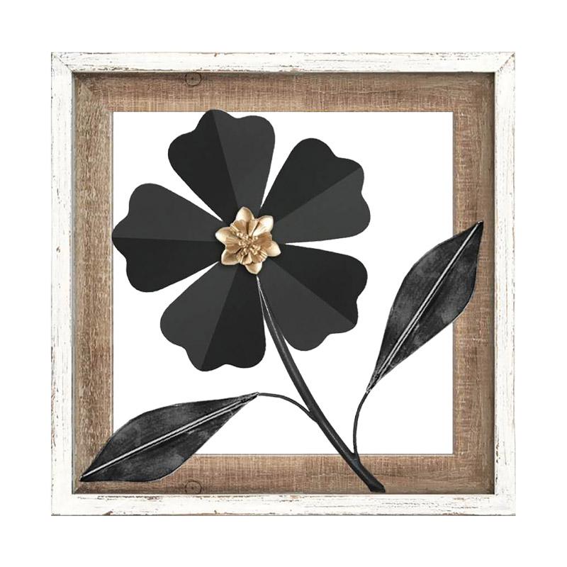 ΔΙΑΚΟΣΜΗΤΙΚΟ ΤΟΙΧΟΥ "Flower 059" ΜΕΤΑΛΛΟ-ΞΥΛΟ ΜΑΥΡΟ-ΛΕΥΚΟ 30.5x3x30.5εκ sls