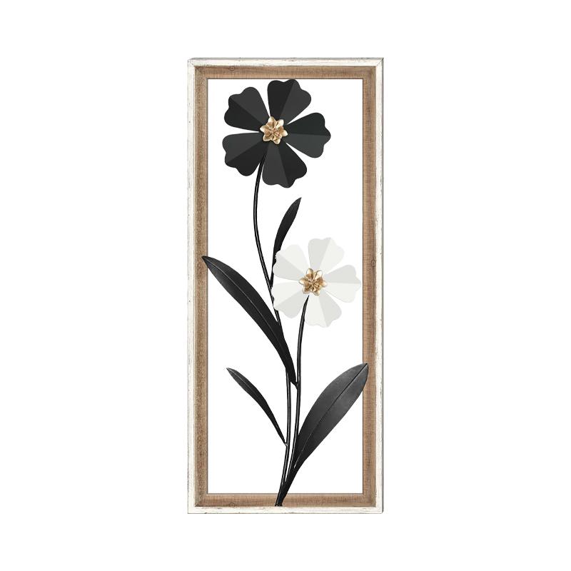 ΔΙΑΚΟΣΜΗΤΙΚΟ ΤΟΙΧΟΥ "Flower 063" ΜΕΤΑΛΛΟ-ΞΥΛΟ ΜΑΥΡΟ-ΛΕΥΚΟ 30.5x3x71.10εκ sls