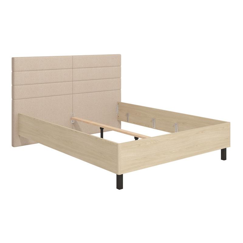 ΔΙΠΛΟ ΚΡΕΒΑΤΙ ARBELA 180 LIGHT PORT ΧΡΩΜΑ ΜΕ ΜΠΕΖ ΥΦΑΣΜΑ 198x214x115εκ - Image 4