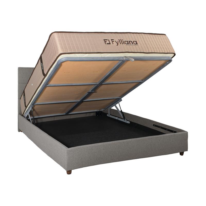 ΔΙΠΛΟ ΚΡΕΒΑΤΙ Augusta ΓΚΡΙ ΧΡΩΜΑ ΜΕ ΑΠΟΘΗΚΕΥΤΙΚΟ ΧΩΡΟ 162x208x115εκ (160x200εκ) - Image 3