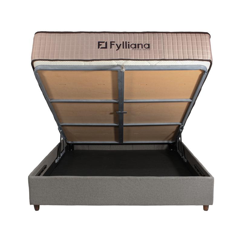 ΔΙΠΛΟ ΚΡΕΒΑΤΙ Augusta ΓΚΡΙ ΧΡΩΜΑ ΜΕ ΑΠΟΘΗΚΕΥΤΙΚΟ ΧΩΡΟ 162x208x115εκ (160x200εκ) - Image 4