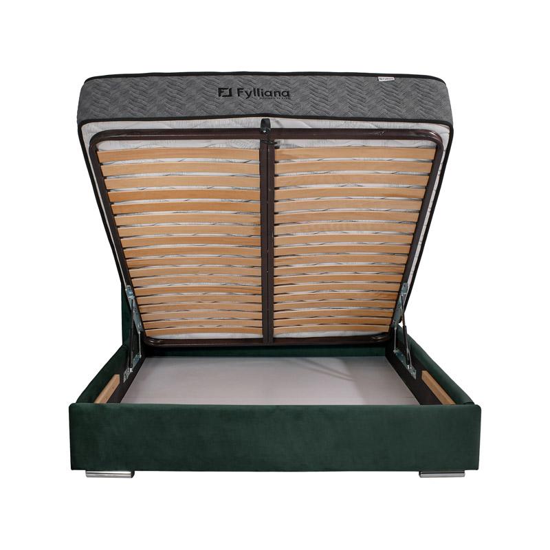 ΔΙΠΛΟ ΚΡΕΒΑΤΙ Lunastore ΜΕ ΑΠΟΘΗΚΕΥΤΙΚΟ ΧΩΡΟ ΠΡΑΣΙΝΟ ΧΡΩΜΑ ΥΦΑΣΜΑΤΟΣ 162x208x115εκ (160x200) - Image 3