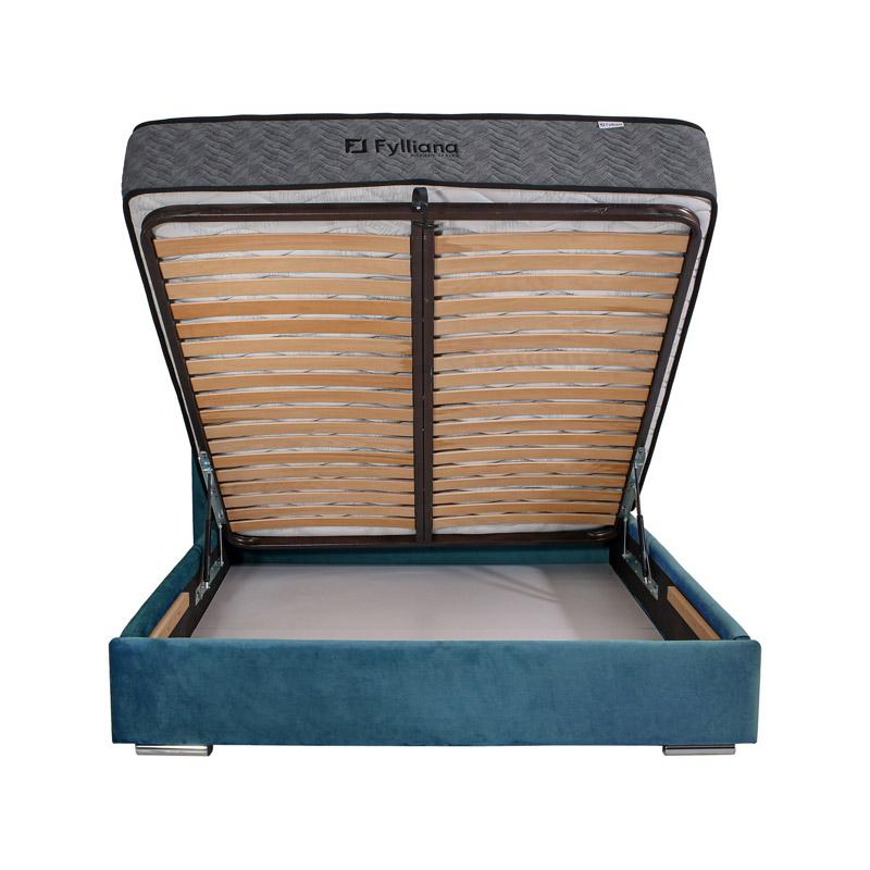 ΔΙΠΛΟ ΚΡΕΒΑΤΙ Lunastore ΜΕ ΑΠΟΘΗΚΕΥΤΙΚΟ ΧΩΡΟ TΥΡΚΟΥΑΖ ΧΡΩΜΑ ΥΦΑΣΜΑΤΟΣ 162x208x115εκ (160x200) - Image 3