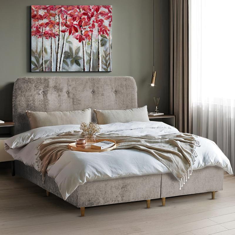ΔΙΠΛΟ ΚΡΕΒΑΤΙ New Amsterdam ΜΠΕΖ ΧΡΩΜΑ ΥΦΑΣΜΑΤΟΣ 160x208x124εκ (160x200) - Image 2