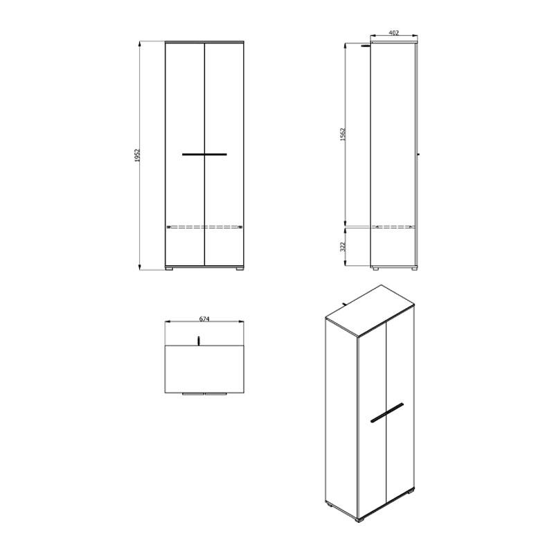 ΕΠΙΠΛΟ ΧΩΛ LORCA WHITE OAK / ΜΑΥΡΟ 67x40x195εκ fxtr - Image 6