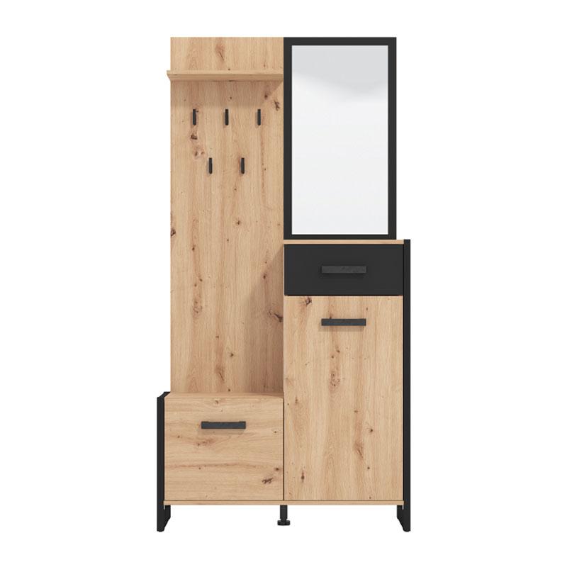 ΕΠΙΠΛΟ ΧΩΛ ΜΕ ΚΑΘΡΕΦΤΗ OLERON ARTISAN-ΜΑΥΡΟ-ΜΑΥΡΟ ΜΑΤ FOIL 94x33x191εκ fxtr - Image 3