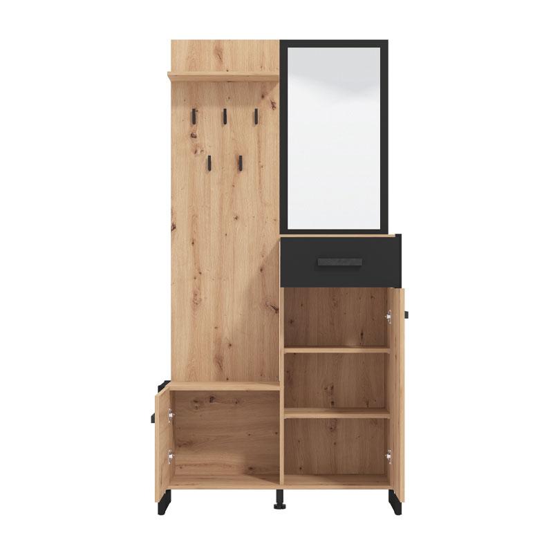 ΕΠΙΠΛΟ ΧΩΛ ΜΕ ΚΑΘΡΕΦΤΗ OLERON ARTISAN-ΜΑΥΡΟ-ΜΑΥΡΟ ΜΑΤ FOIL 94x33x191εκ fxtr - Image 4