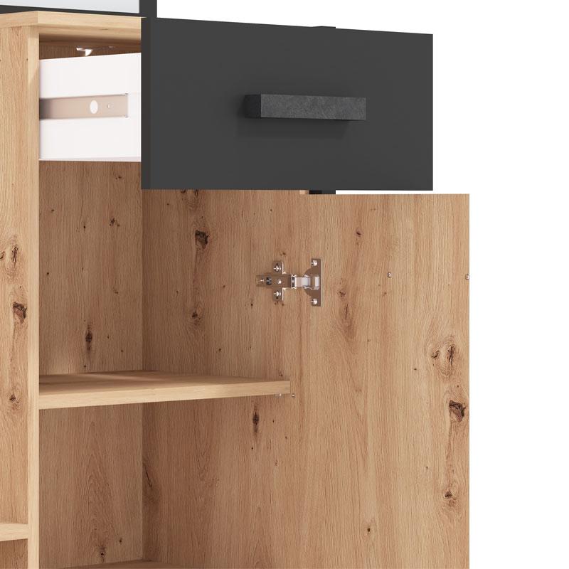 ΕΠΙΠΛΟ ΧΩΛ ΜΕ ΚΑΘΡΕΦΤΗ OLERON ARTISAN-ΜΑΥΡΟ-ΜΑΥΡΟ ΜΑΤ FOIL 94x33x191εκ fxtr - Image 5