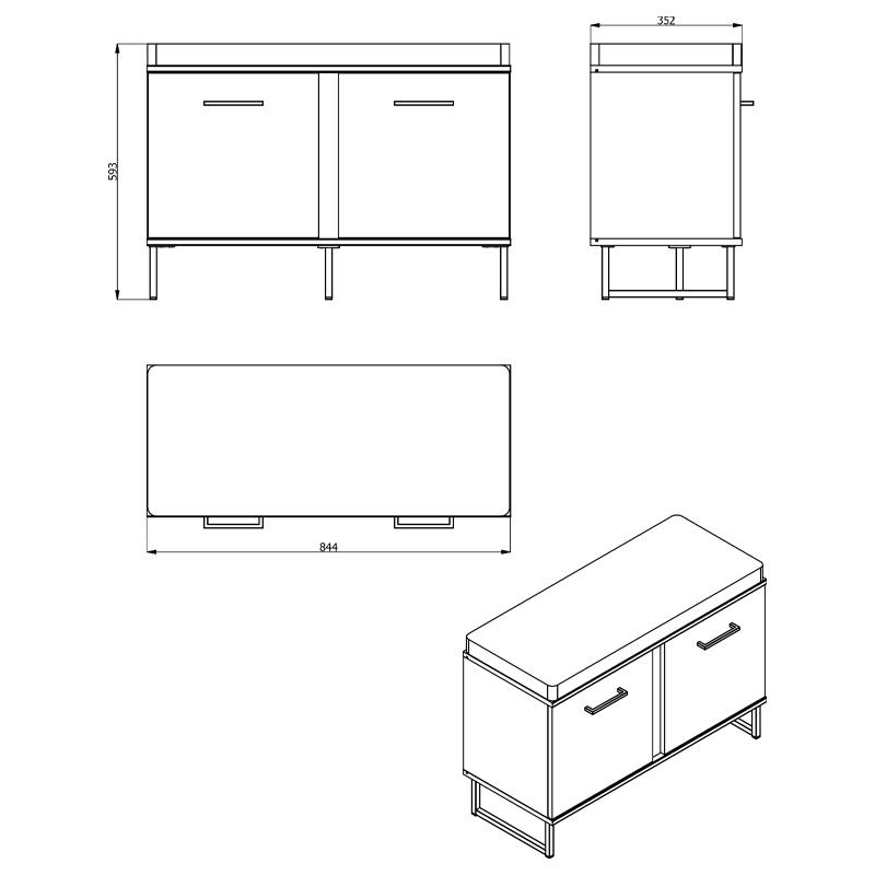 ΕΠΙΠΛΟ ΧΩΛ SARDINIA KOM ARTISAN OAK / ΜΑΥΡΟ 84,5x35x54,5εκ - Image 6