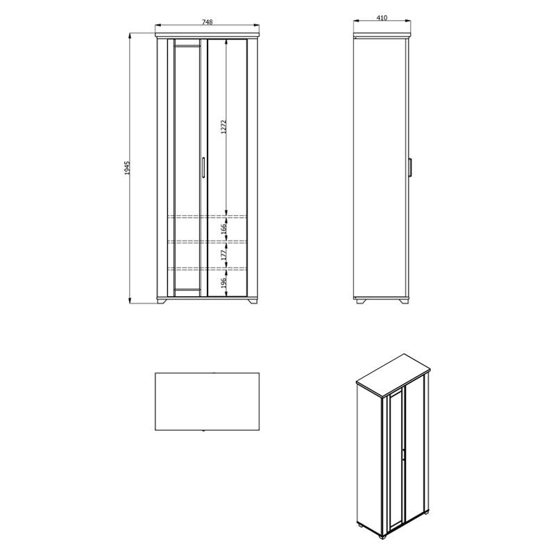 ΕΠΙΠΛΟ ΕΙΣΟΔΟΥ VALENCIA P2 OG ΓΚΡΙ ΓΡΑΦΙΤΗΣ-ARTISAN OAΚ-ΓΚΡΙ ΜΑΤ 75x41x194,5εκ fxtr - Image 7