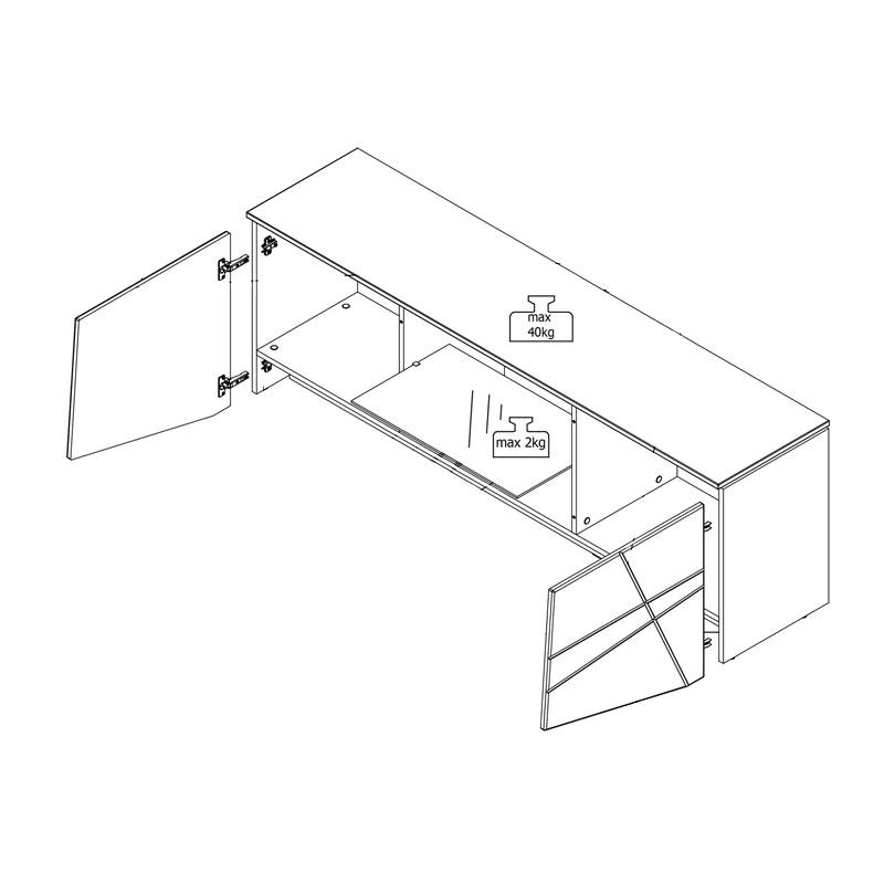 ΕΠΙΠΛΟ ΤΗΛΕΟΡΑΣΗΣ CADIZ ΛΕΥΚΗ ΛΑΚΑ 168x39x57εκ - Image 7