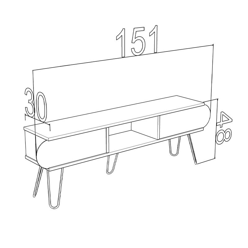 ΕΠΙΠΛΟ ΤΗΛΕΟΡΑΣΗΣ "Elmira" Maxi ΚΑΡΥΔΙ-ΜΑΥΡΟ 151*30*48 - Image 4