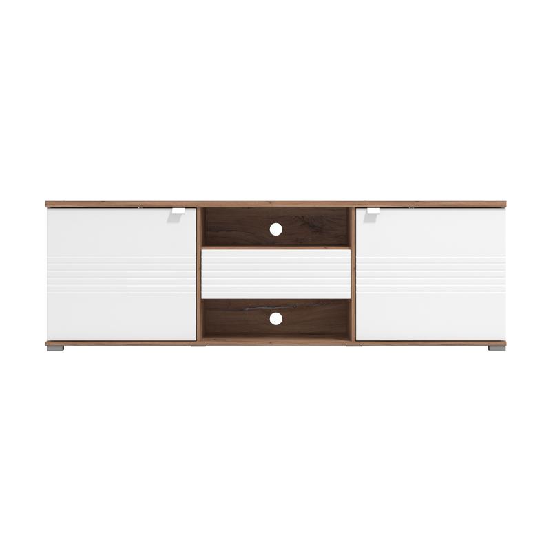 ΕΠΙΠΛΟ ΤΗΛΕΟΡΑΣΗΣ GRENOBLE ΛΕΥΚΟ-FLAGSTAFF OAK-ΛΕΥΚΟ HIGH GLOSS FOIL 176x40x57εκ - Image 3