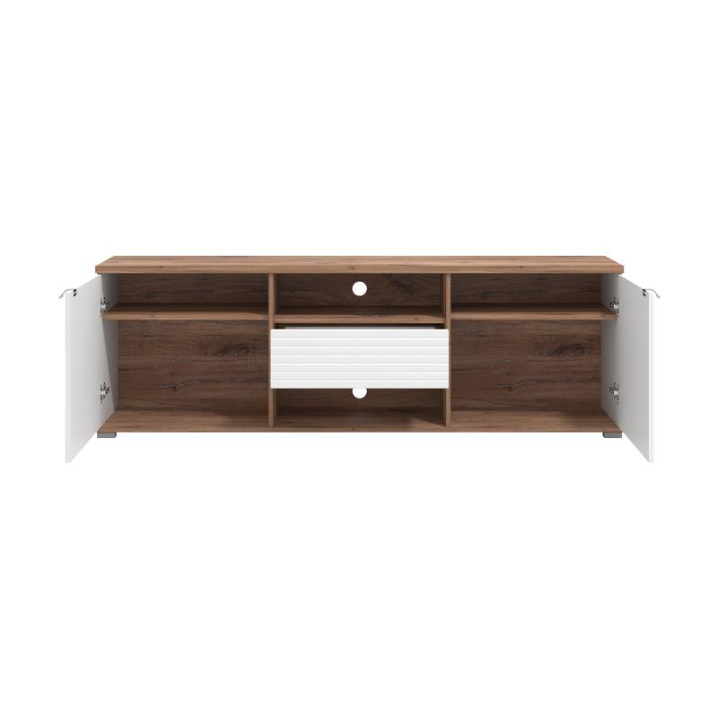 ΕΠΙΠΛΟ ΤΗΛΕΟΡΑΣΗΣ GRENOBLE ΛΕΥΚΟ-FLAGSTAFF OAK-ΛΕΥΚΟ HIGH GLOSS FOIL 176x40x57εκ - Image 4