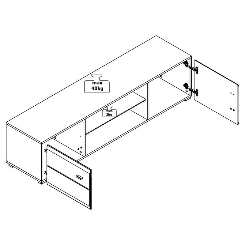 ΕΠΙΠΛΟ ΤΗΛΕΟΡΑΣΗΣ REX ΛΕΥΚΟ / ΛΕΥΚΗ ΛΑΚΑ 170x41x41εκ - Image 8