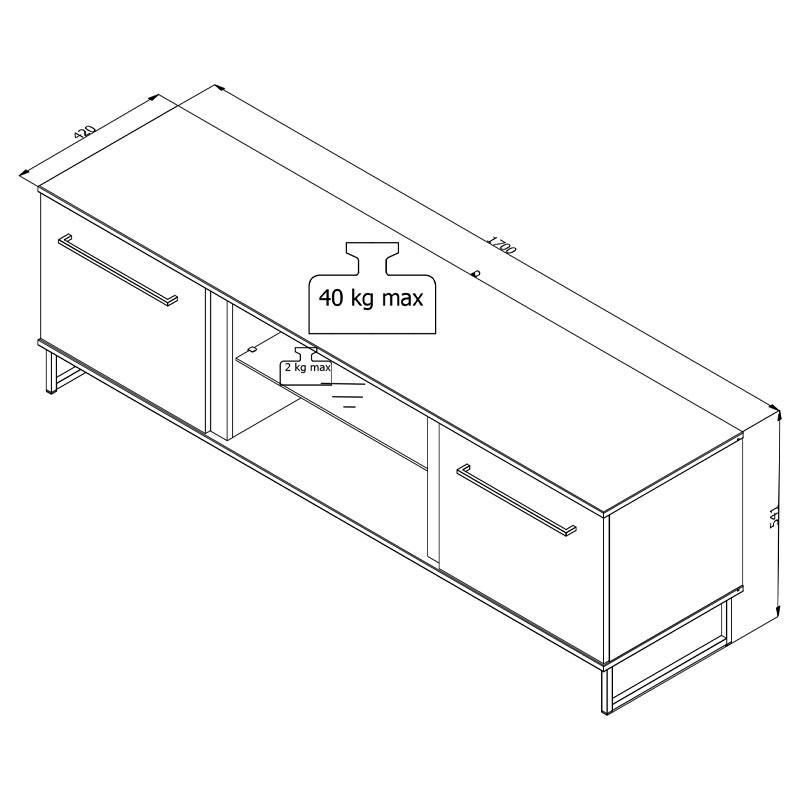 ΕΠΙΠΛΟ ΤΗΛΕΟΡΑΣΗΣ SARDINIA TV 170 ARTISAN OAK / ΜΑΥΡΟ 170,5x42x54εκ - Image 6