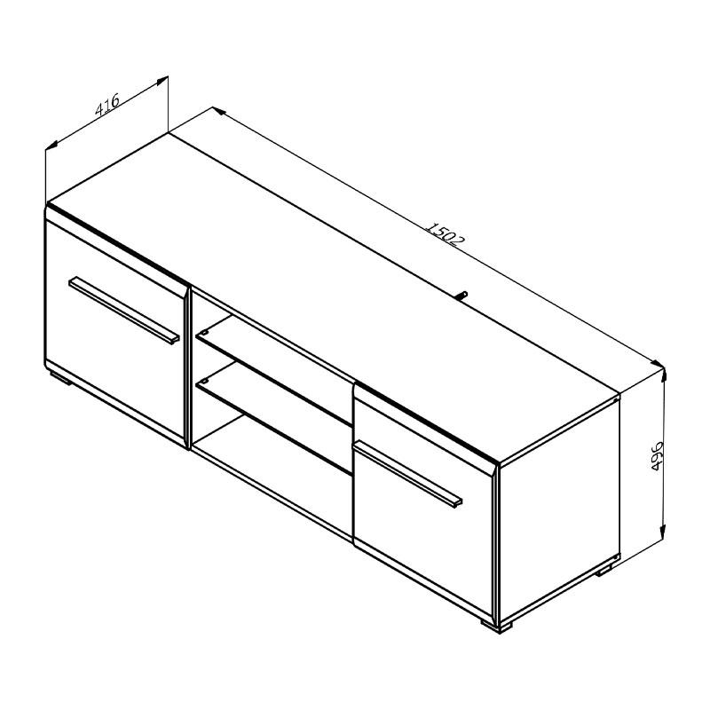 ΕΠΙΠΛΟ ΤΗΛΕΟΡΑΣΗΣ TRENTINO TV 150 ΛΕΥΚΟ-ΜΑΥΡΟ-ΛΕΥΚΗ ΛΑΚΑ 150x42x50εκ s.p.f - Image 8