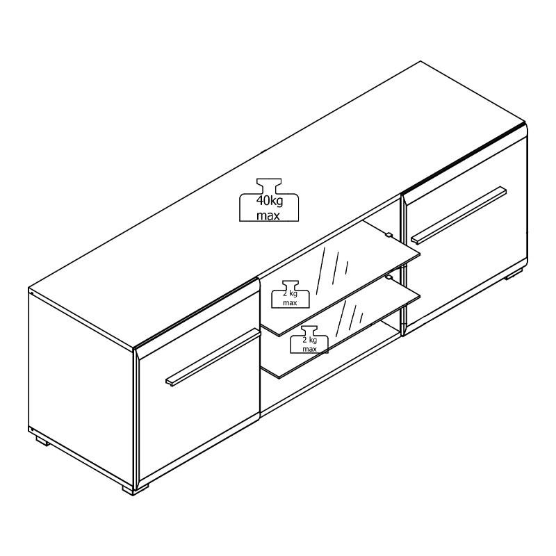 ΕΠΙΠΛΟ ΤΗΛΕΟΡΑΣΗΣ TRENTINO TV 150 ΛΕΥΚΟ-ΜΑΥΡΟ-ΛΕΥΚΗ ΛΑΚΑ 150x42x50εκ s.p.f - Image 9