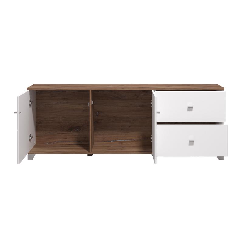 ΕΠΙΠΛΟ TV BURGUNDY 160 3K2F ΛΕΥΚΟ-FLAGSTAFF OAK-ΛΕΥΚΟ HIGH GLOSS FOIL 162x40x51εκ s.p.k - Image 4