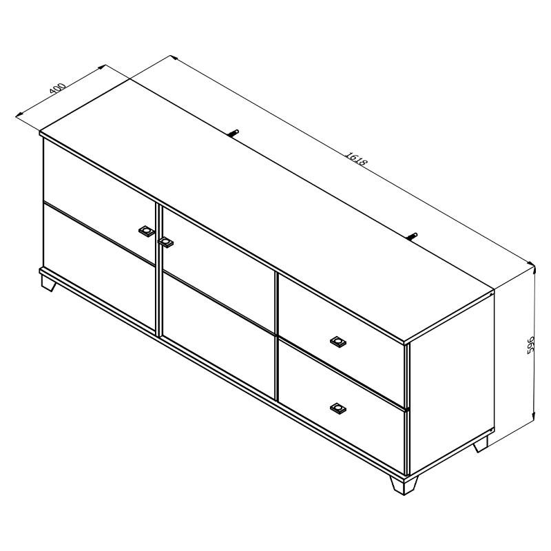 ΕΠΙΠΛΟ TV BURGUNDY 160 3K2F ΛΕΥΚΟ-FLAGSTAFF OAK-ΛΕΥΚΟ HIGH GLOSS FOIL 162x40x51εκ s.p.k - Image 6