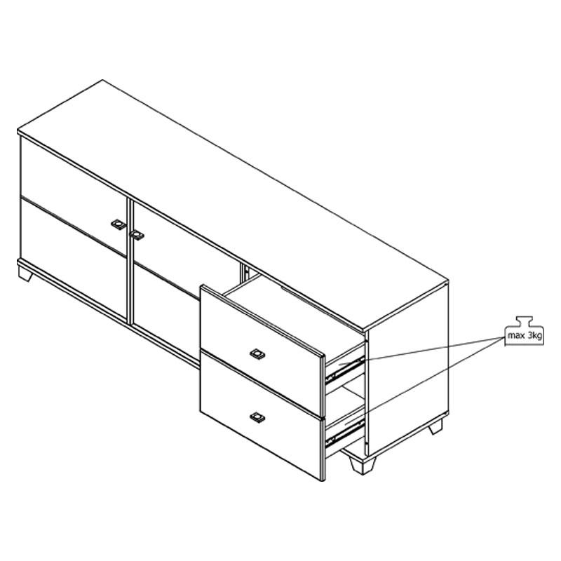 ΕΠΙΠΛΟ TV BURGUNDY 160 3K2F ΛΕΥΚΟ-FLAGSTAFF OAK-ΛΕΥΚΟ HIGH GLOSS FOIL 162x40x51εκ s.p.k - Image 7