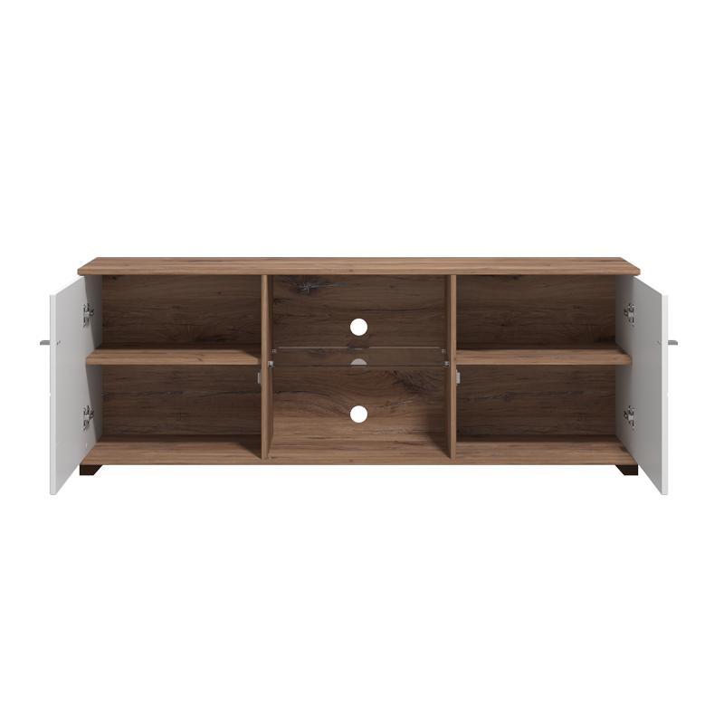 ΕΠΙΠΛΟ TV BURGUNDY 160 3K2V ΛΕΥΚΟ-FLAGSTAFF OAK-ΛΕΥΚΟ HIGH GLOSS FOIL 157x40x51εκ s.p.k - Image 4