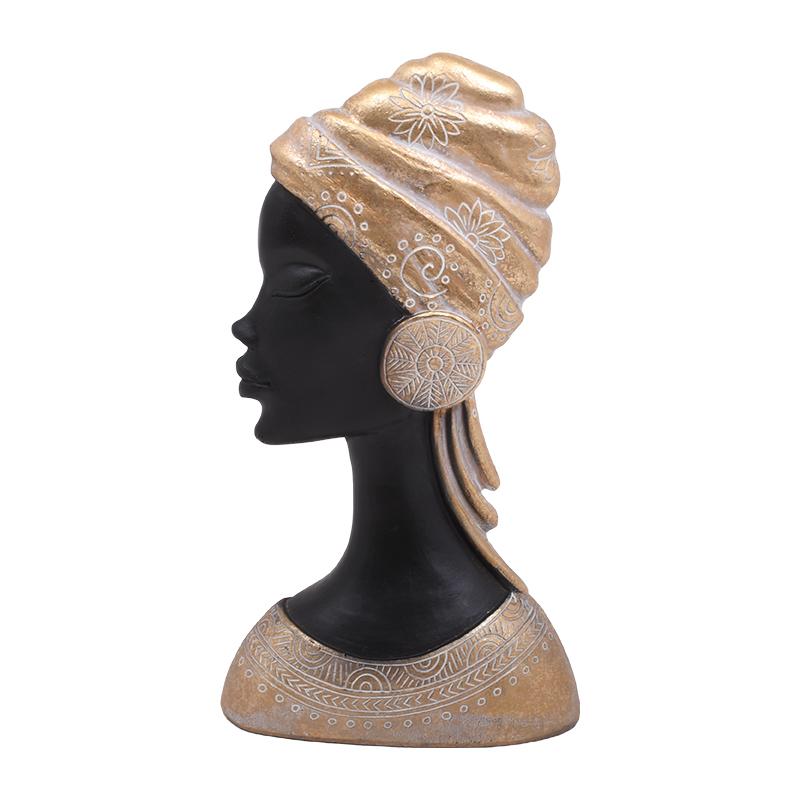 ΕΠΙΤΡΑΠΕΖΙΑ ΔΙΑΚΟΣΜΗΤΙΚΗ ΦΙΓΟΥΡΑ FL98738 African lady ΜΑΥΡΟ-ΧΡΥΣΟ ΧΡΩΜΑ 12x7x23εκ