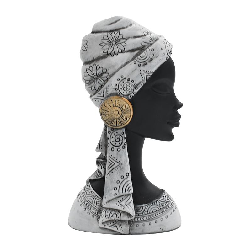 ΕΠΙΤΡΑΠΕΖΙΑ ΔΙΑΚΟΣΜΗΤΙΚΗ ΦΙΓΟΥΡΑ FL98738 African lady ΜΑΥΡΟ-ΛΕΥΚΟ ΧΡΩΜΑ 12x7x23εκ