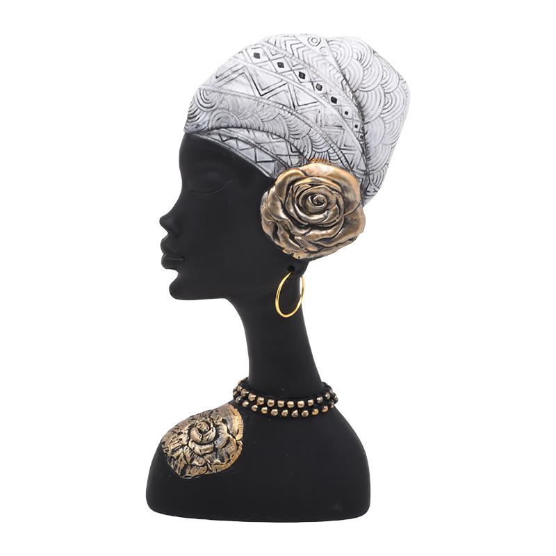 ΕΠΙΤΡΑΠΕΖΙΑ ΔΙΑΚΟΣΜΗΤΙΚΗ ΦΙΓΟΥΡΑ FL98490 African lady ΜΑΥΡΟ-ΛΕΥΚΟ ΧΡΩΜΑ 15x5x30εκ