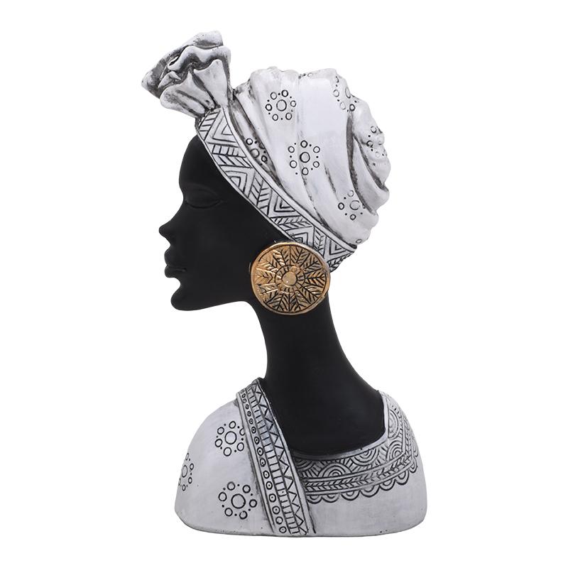 ΕΠΙΤΡΑΠΕΖΙΑ ΔΙΑΚΟΣΜΗΤΙΚΗ ΦΙΓΟΥΡΑ FL987391 African lady ΜΑΥΡΟ-ΛΕΥΚΟ ΧΡΩΜΑ 16x7x27εκ