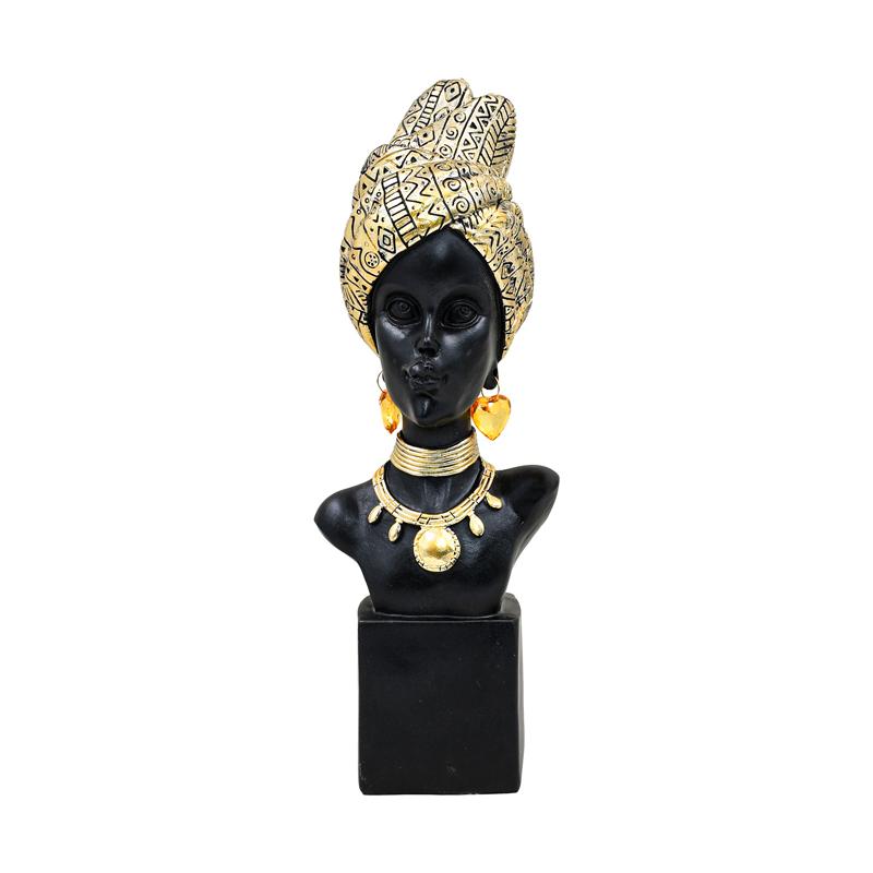ΕΠΙΤΡΑΠΕΖΙΑ ΔΙΑΚΟΣΜΗΤΙΚΗ ΦΙΓΟΥΡΑ "African Woman" FL213909 ΜΑΥΡΟ-ΧΡΥΣΟ ΧΡΩΜΑ 13x10x35εκ