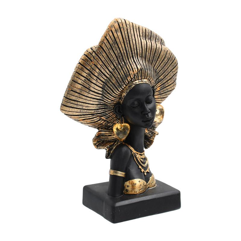 ΕΠΙΤΡΑΠΕΖΙΑ ΔΙΑΚΟΣΜΗΤΙΚΗ ΦΙΓΟΥΡΑ FL222318 "AFRICA QUEEN " ΧΡΥΣΟ ΜΑΥΡΟ ΧΡΩΜΑ 17x9x29εκ - Image 3