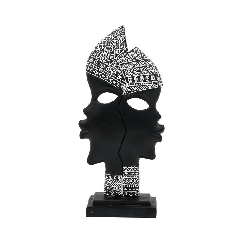 ΕΠΙΤΡΑΠΕΖΙΑ ΔΙΑΚΟΣΜΗΤΙΚΗ ΦΙΓΟΥΡΑ " African " FL240305 ΜΑΥΡΟ-ΛΕΥΚΟ ΧΡΩΜΑ 15x7x31εκ