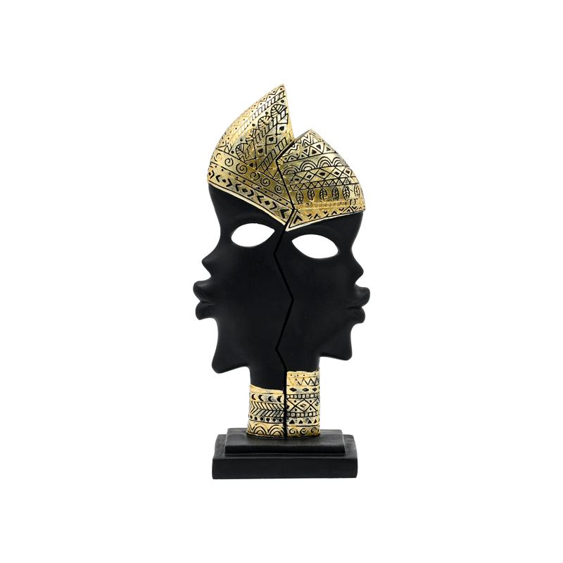 ΕΠΙΤΡΑΠΕΖΙΑ ΔΙΑΚΟΣΜΗΤΙΚΗ ΦΙΓΟΥΡΑ " African " FL240306 ΜΑΥΡΟ-ΧΡΥΣΟ ΧΡΩΜΑ 12x6x25εκ