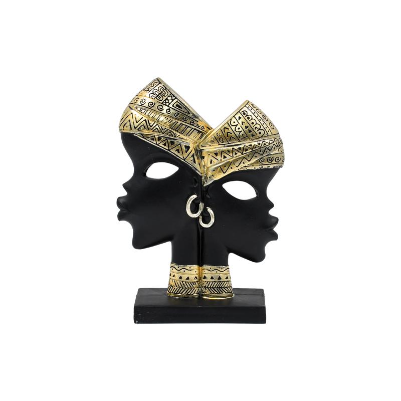 ΕΠΙΤΡΑΠΕΖΙΑ ΔΙΑΚΟΣΜΗΤΙΚΗ ΦΙΓΟΥΡΑ " African " FL240309 ΜΑΥΡΟ-ΧΡΥΣΟ ΧΡΩΜΑ 13x5x18εκ