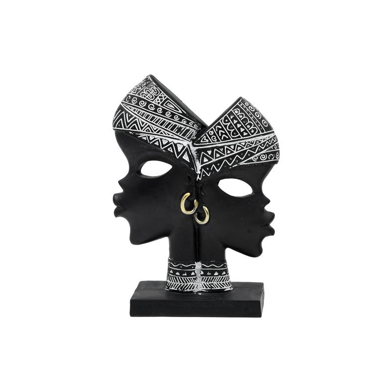 ΕΠΙΤΡΑΠΕΖΙΑ ΔΙΑΚΟΣΜΗΤΙΚΗ ΦΙΓΟΥΡΑ " African " FL240309 ΜΑΥΡΟ-ΛΕΥΚΟ ΧΡΩΜΑ 13x5x18εκ