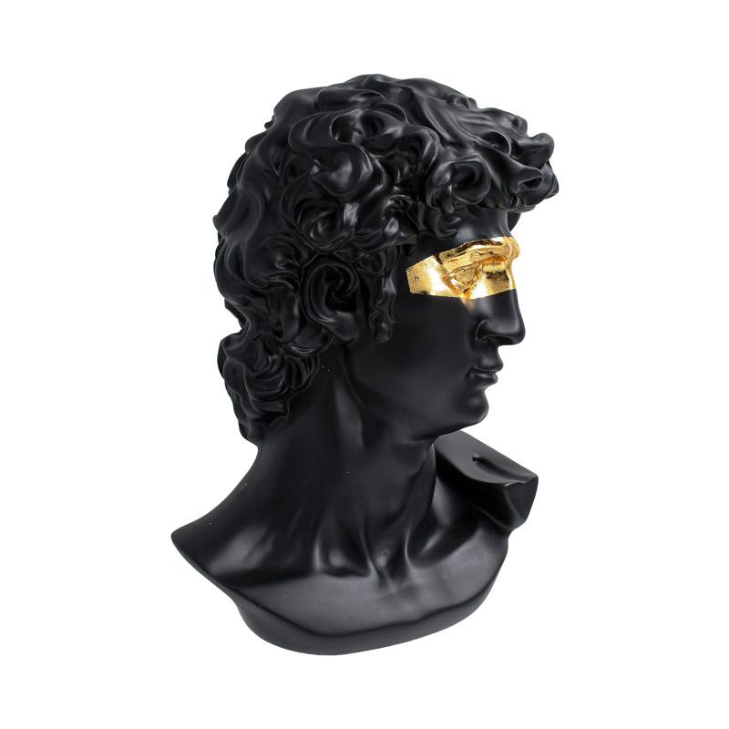 ΕΠΙΤΡΑΠΕΖΙΑ ΔΙΑΚΟΣΜΗΤΙΚΗ ΦΙΓΟΥΡΑ FL729 "ΠΡΟΣΩΠΟ ΑΝΔΡΑΣ " ΜΑΥΡΟ ΧΡΥΣΟ ΧΡΩΜΑ 20x15x28εκ - Image 3