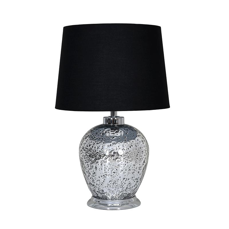 ΕΠΙΤΡΑΠΕΖΙΑ ΛΑΜΠΑ FL24518 ΓΥΑΛΙΝΗ ΑΣΗΜΙ ΧΡΩΜΑ 33x52εκ Ε27