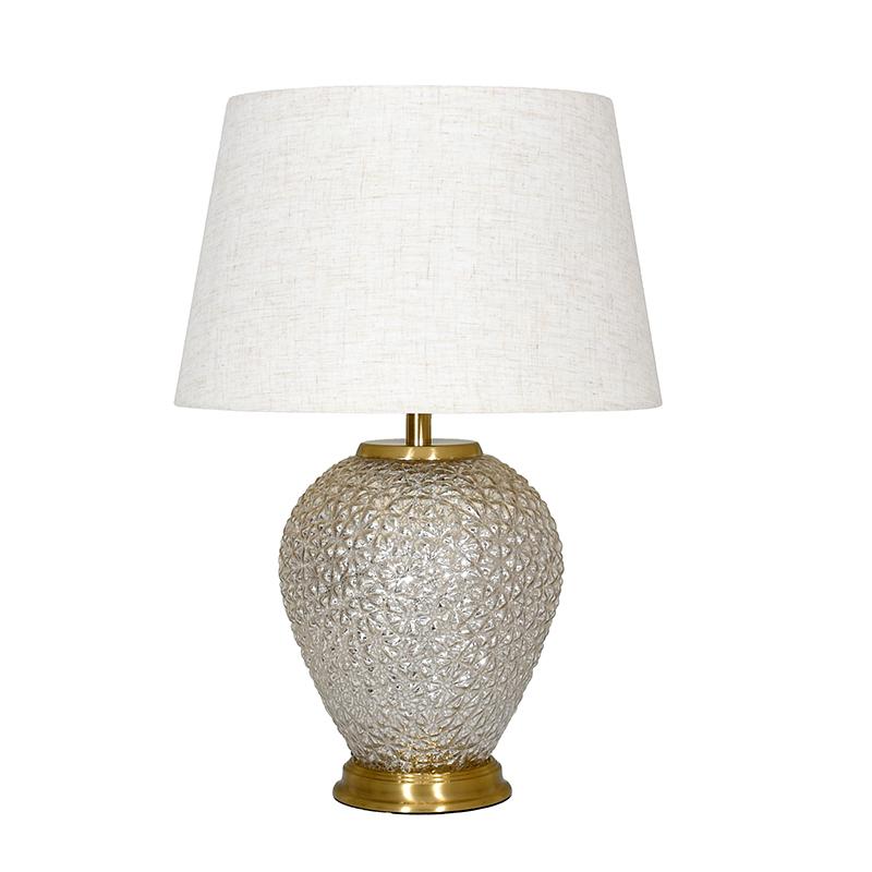 ΕΠΙΤΡΑΠΕΖΙΑ ΛΑΜΠΑ FL25195 ΜΕΤΑΛΛΟ-ΓΥΑΛΙ ΧΡΥΣΟ-ΕΚΡΟΥ/ΜΠΕΖ ΧΡΩΜΑ Ε27 38x55εκ