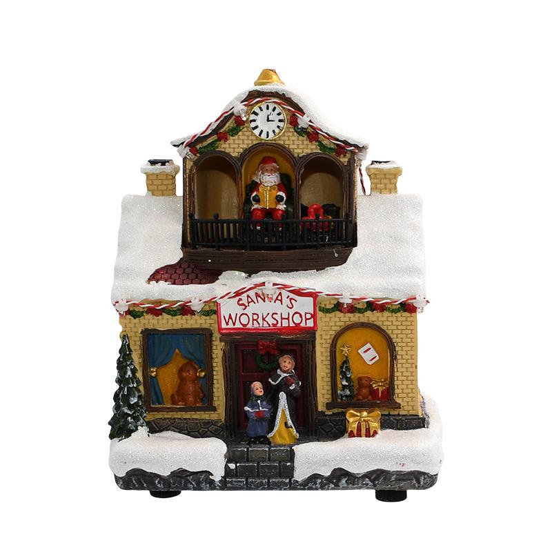 ΕΠΙΤΡΑΠΕΖΙΟ ΧΡΙΣΤΟΥΓΕΝΝΙΑΤΙΚΟ ΔΙΩΡΟΦΟ ΣΠΙΤΙ FL23017 ME LED-ΜΟΥΣΙΚΗ ΚΑΙ ΚΙΝΗΣΗ ΛΕΥΚΟ -ΧΡΥΣΟ 17x13x21εκ