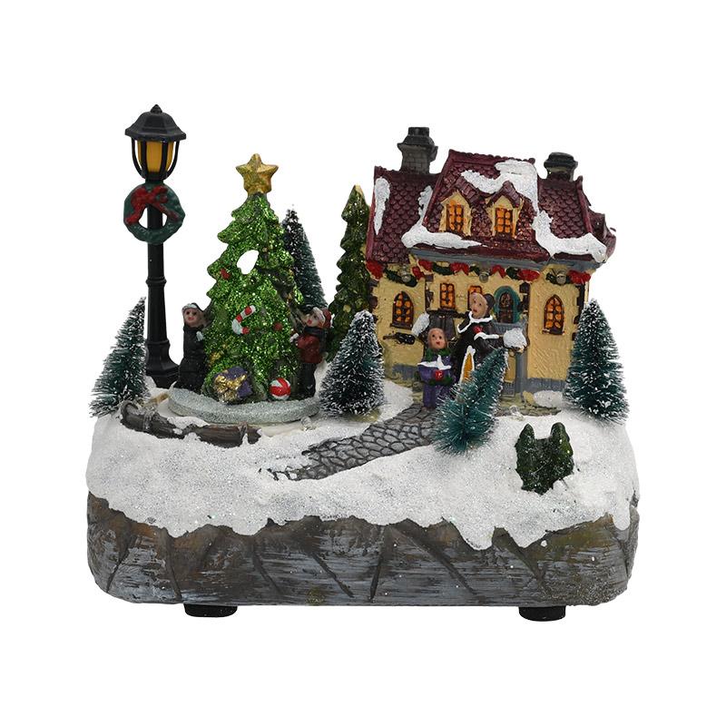 ΕΠΙΤΡΑΠΕΖΙΟ ΧΡΙΣΤΟΥΓΕΝΝΙΑΤΙΚΟ ΣΠΙΤΙ ΜΕ ΔΕΝΤΡΟ FL22120 ME LED-ΜΟΥΣΙΚΗ ΚΑΙ ΚΙΝΗΣΗ ΓΚΡΙ - ΛΕΥΚΟ 19x19x13εκ