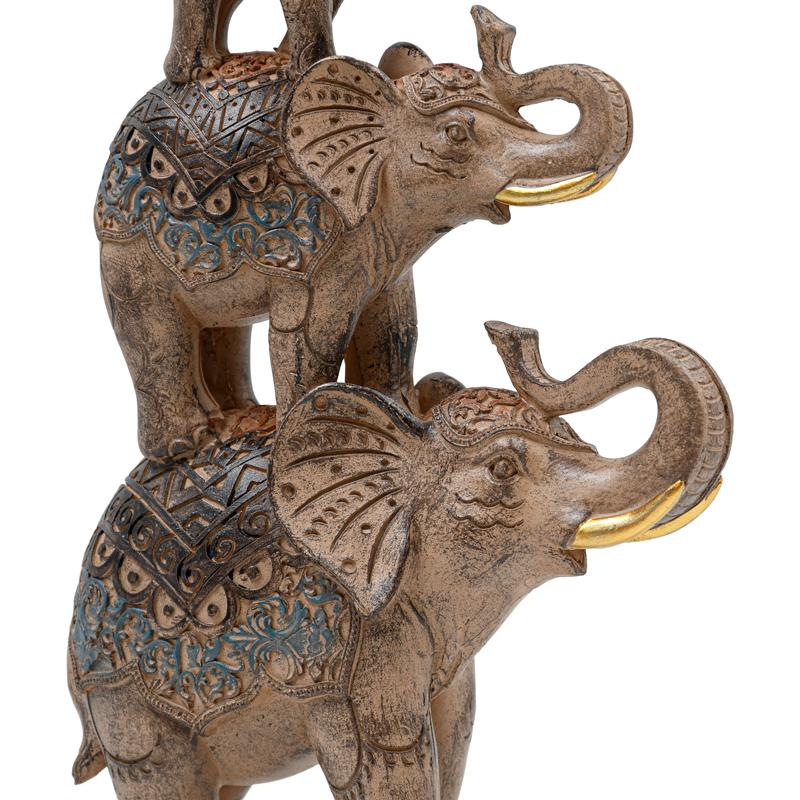 ΕΠΙΤΡΑΠΕΖΙΟ ΔΙΑΚΟΣΜΗΤΙΚΟ ΕΛΕΦΑΝΤΑΣ FL2445 ΚΑΦΕ-ΧΡΥΣΟ ΧΡΩΜΑ 20x8x31εκ - Image 3