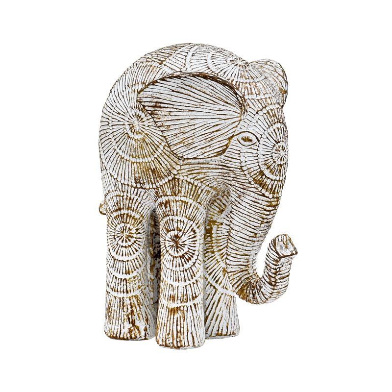 ΕΠΙΤΡΑΠΕΖΙΟ ΔΙΑΚΟΣΜΗΤΙΚΟ ΕΛΕΦΑΝΤΑΣ FL404 ΧΡΥΣΟ-ΛΕΥΚΟ ΑΝΤΙΚΕ ΧΡΩΜΑ 15x9x19εκ