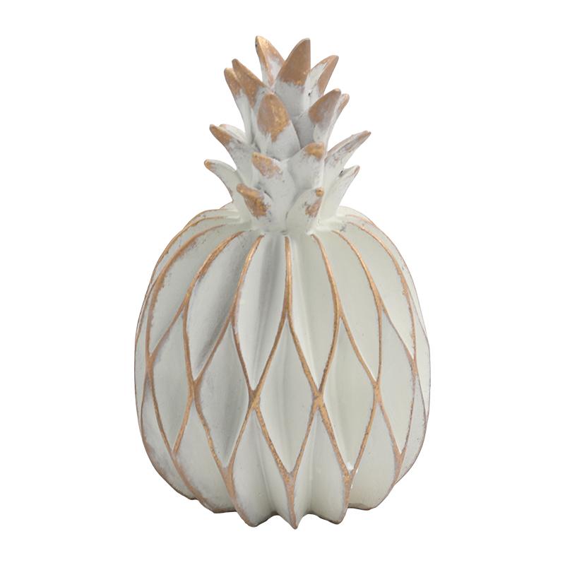 ΕΠΙΤΡΑΠΕΖΙΟ ΔΙΑΚΟΣΜΗΤΙΚΟ Pineapple ΛΕΥΚΟ-ΧΡΥΣΟ ΧΡΩΜΑ 14x14x21εκ