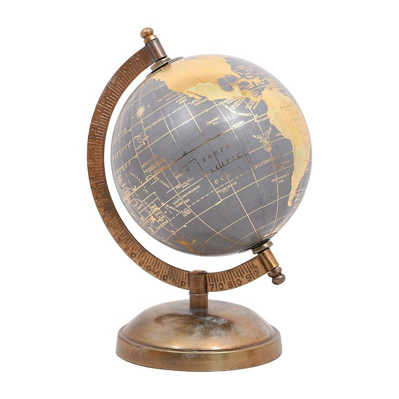 ΕΠΙΤΡΑΠΕΖΙΟ ΔΙΑΚΟΣΜΗΤΙΚΟ "Υδρόγειος" ΓΚΡΙ-ΧΡΥΣΟ ΧΡΩΜΑ 13x13x18εκ