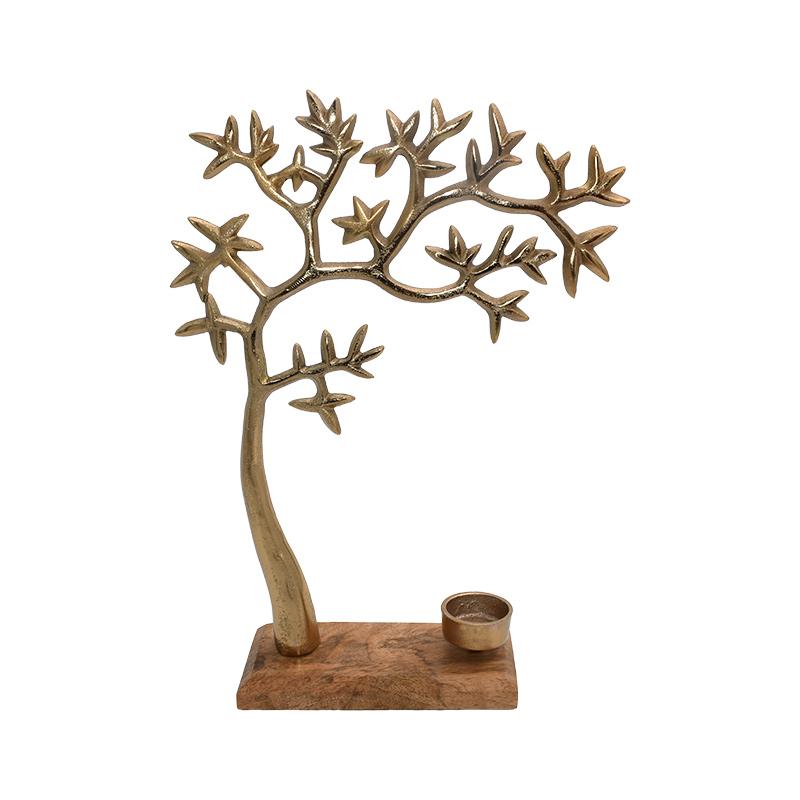 ΕΠΙΤΡΑΠΕΖΙΟ ΡΕΣΩ "Tree" ΧΡΥΣΟ ΜΕ ΞΥΛΙΝΗ ΒΑΣΗ 28x8x37εκ