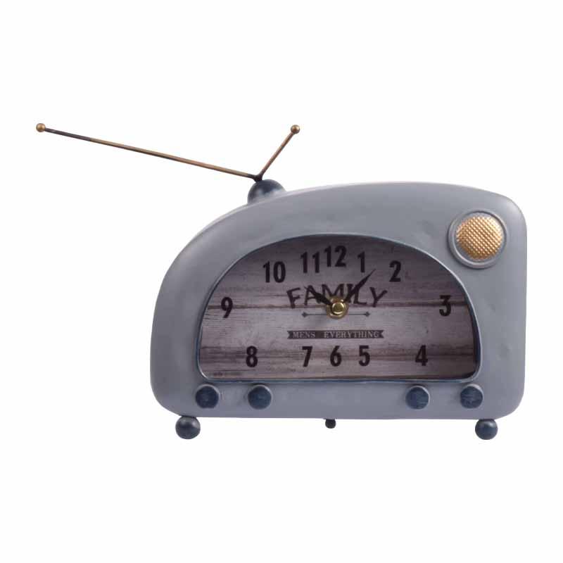 ΕΠΙΤΡΑΠΕΖΙΟ ΡΟΛΟΙ "Vintage Radio" ΜΕΤΑΛΛΙΚΟ ΣΙΕΛ ΧΡΩΜΑ 22x8x16εκ sls