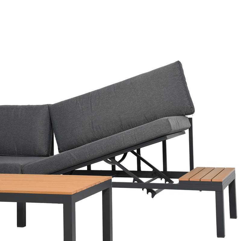 ΓΩΝΙΑΚΟ ΣΑΛΟΝΙ ΚΗΠΟΥ 3 ΤΕΜΑΧΙΩΝ Puebla ΓΚΡΙ ΧΡΩΜΑ 270x220x77εκ - Image 5